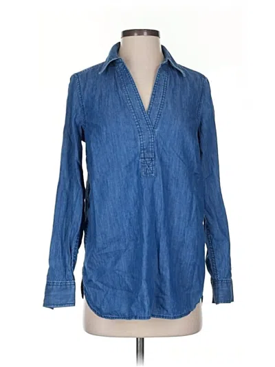 Pre-owned Talbots Long Sleeve Button Down Shirt In Blue