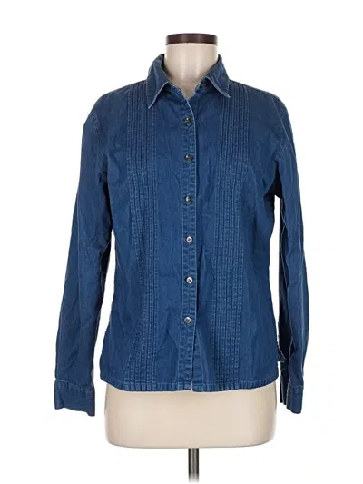 Pre-owned Talbots Long Sleeve Button Down Shirt In Blue