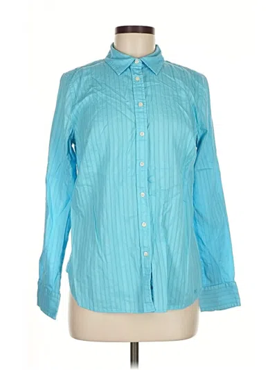 Pre-owned Talbots Long Sleeve Button Down Shirt In Blue