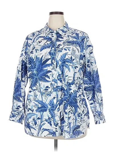 Pre-owned Talbots Long Sleeve Button Down Shirt In Blue