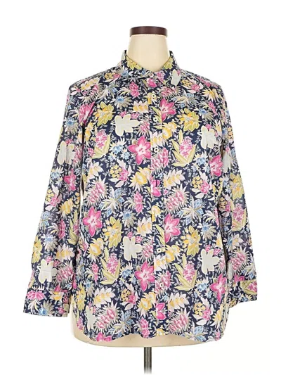 Pre-owned Talbots Long Sleeve Button Down Shirt In Blue