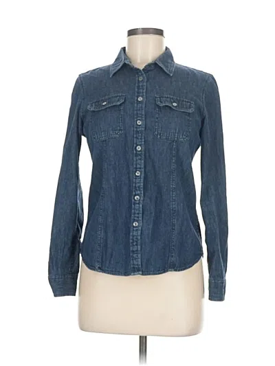 Pre-owned Talbots Long Sleeve Button Down Shirt In Blue
