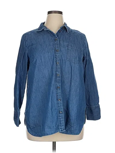 Pre-owned Talbots Long Sleeve Button Down Shirt In Blue