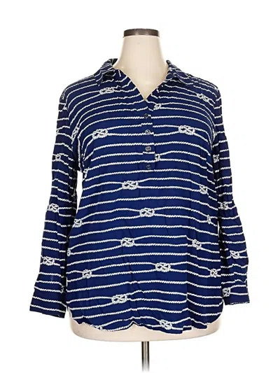 Pre-owned Talbots Long Sleeve Button Down Shirt In Blue