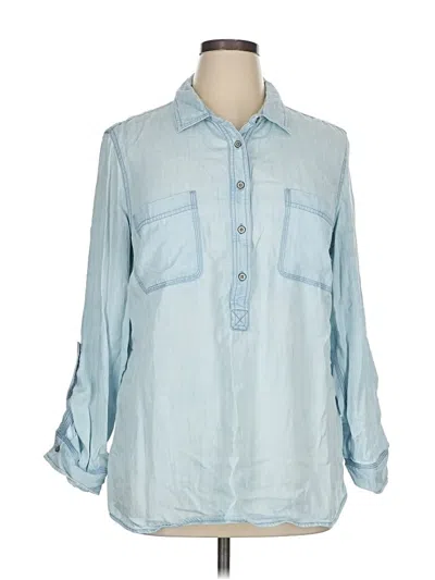 Pre-owned Talbots Long Sleeve Button Down Shirt In Blue