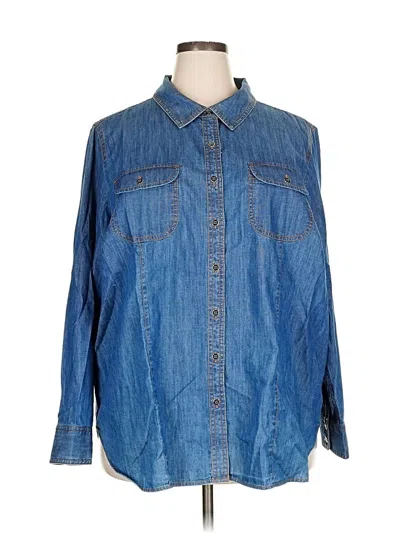 Pre-owned Talbots Long Sleeve Button Down Shirt In Blue