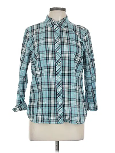 Pre-owned Talbots Long Sleeve Button Down Shirt In Blue