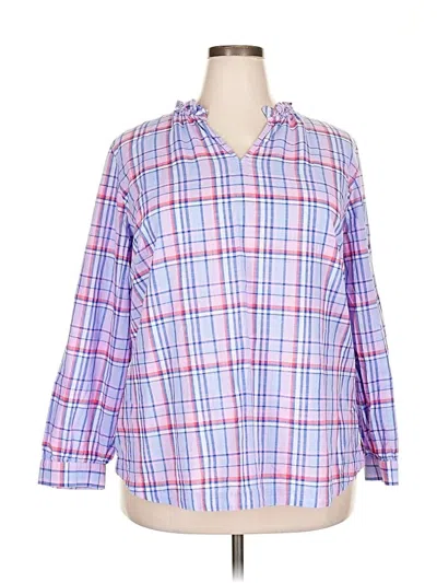 Pre-owned Talbots Long Sleeve Button Down Shirt In Blue