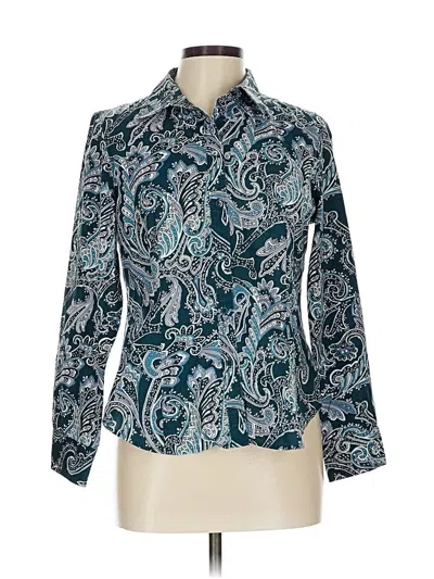 Pre-owned Talbots Long Sleeve Button Down Shirt In Blue