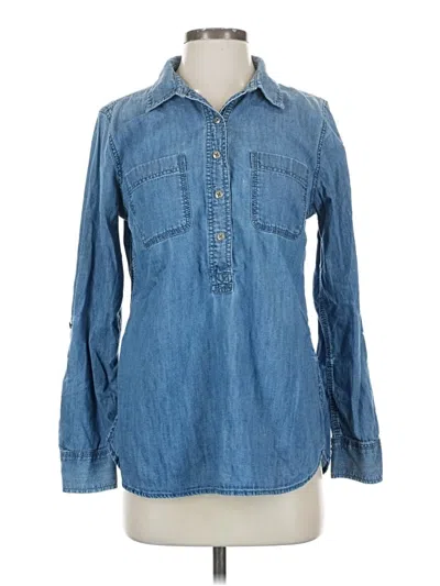 Pre-owned Talbots Long Sleeve Button Down Shirt In Blue