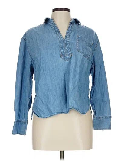 Pre-owned Talbots Long Sleeve Button Down Shirt In Blue