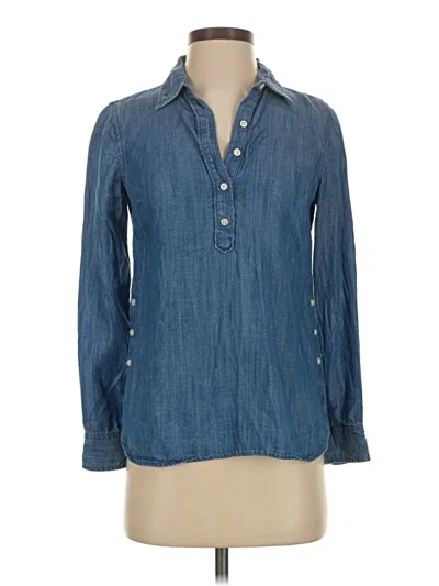 Pre-owned Talbots Long Sleeve Button Down Shirt In Blue