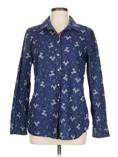 Pre-owned Talbots Long Sleeve Button Down Shirt In Blue