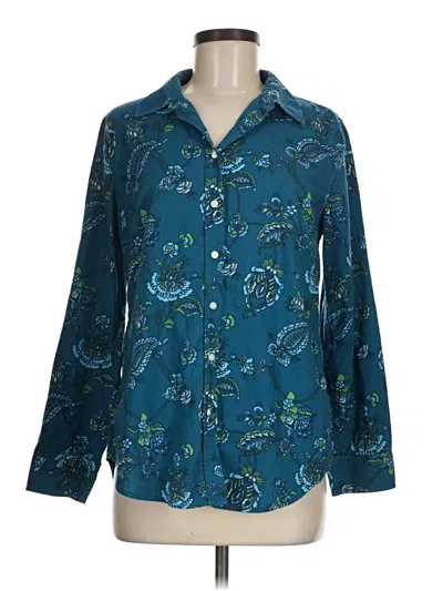 Pre-owned Talbots Long Sleeve Button Down Shirt In Blue
