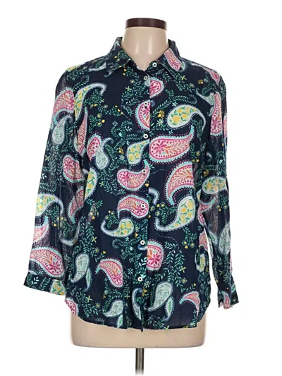 Pre-owned Talbots Long Sleeve Button Down Shirt In Blue