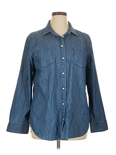 Pre-owned Talbots Long Sleeve Button Down Shirt In Blue