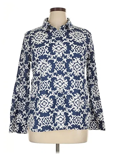 Pre-owned Talbots Long Sleeve Button Down Shirt In Blue