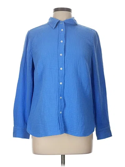Pre-owned Talbots Long Sleeve Button Down Shirt In Blue