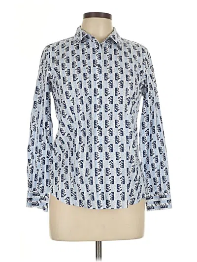 Pre-owned Talbots Long Sleeve Button Down Shirt In Blue