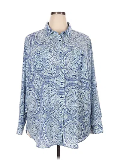 Pre-owned Talbots Long Sleeve Button Down Shirt In Blue