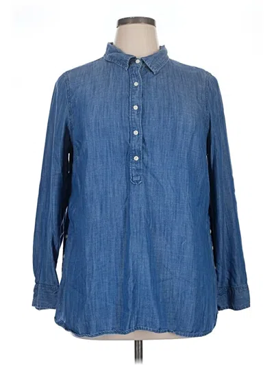 Pre-owned Talbots Long Sleeve Button Down Shirt In Blue