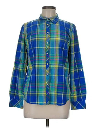 Pre-owned Talbots Long Sleeve Button Down Shirt In Blue