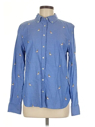 Pre-owned Talbots Long Sleeve Button Down Shirt In Blue