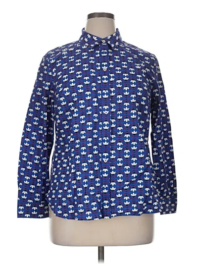 Pre-owned Talbots Long Sleeve Button Down Shirt In Blue