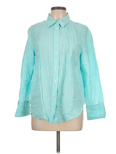 Pre-owned Talbots Long Sleeve Button Down Shirt In Blue