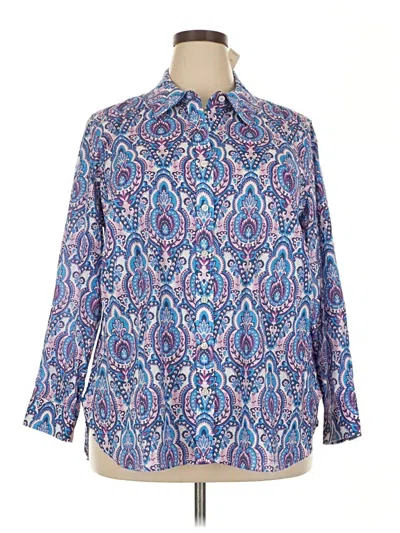 Talbots Long Sleeve Button Down Shirt In Blue