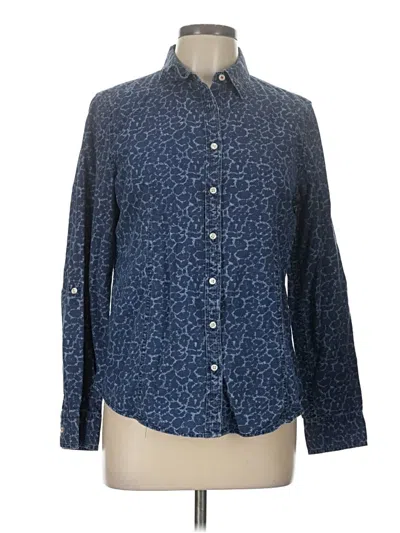 Pre-owned Talbots Long Sleeve Button Down Shirt In Blue