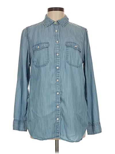 Pre-owned Talbots Long Sleeve Button Down Shirt In Blue