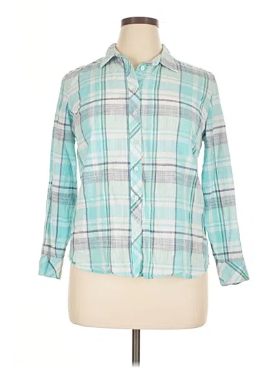 Pre-owned Talbots Long Sleeve Button Down Shirt In Blue