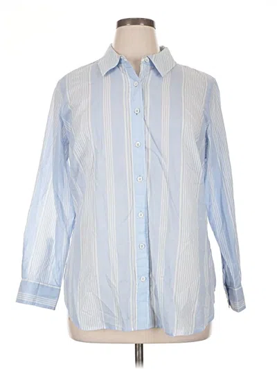 Talbots Long Sleeve Button Down Shirt In Blue