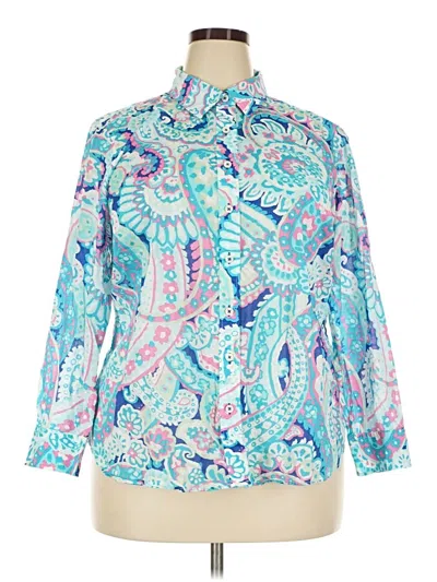 Pre-owned Talbots Long Sleeve Button Down Shirt In Blue