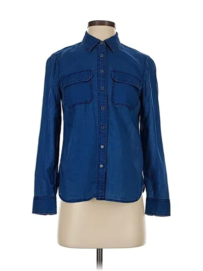 Pre-owned Talbots Long Sleeve Button Down Shirt In Blue