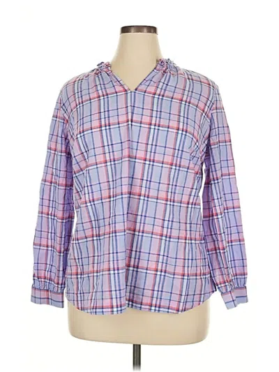 Pre-owned Talbots Long Sleeve Button Down Shirt In Blue