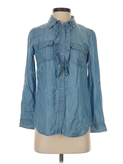 Pre-owned Talbots Long Sleeve Button Down Shirt In Blue