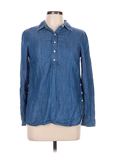 Pre-owned Talbots Long Sleeve Button Down Shirt In Blue