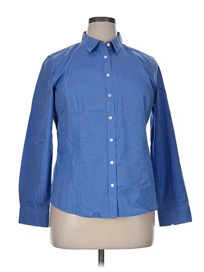 Pre-owned Talbots Long Sleeve Button Down Shirt In Blue
