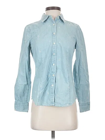 Pre-owned Talbots Long Sleeve Button Down Shirt In Blue