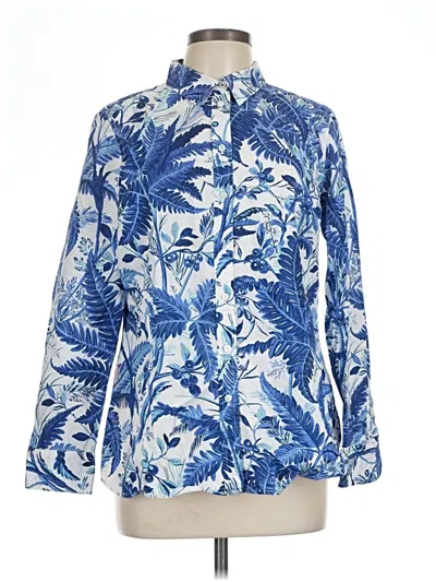 Pre-owned Talbots Long Sleeve Button Down Shirt In Blue