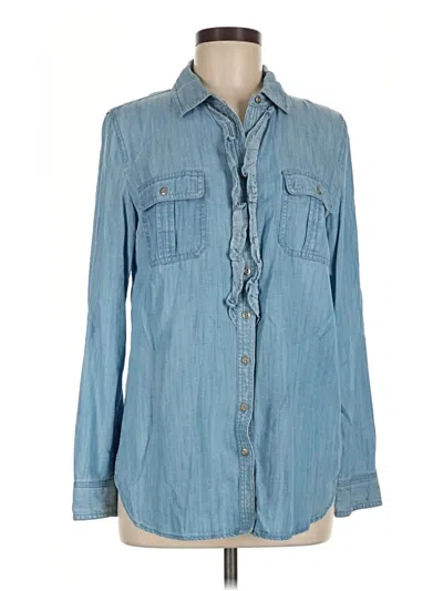 Pre-owned Talbots Long Sleeve Button Down Shirt In Blue