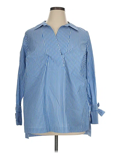 Pre-owned Talbots Long Sleeve Button Down Shirt In Blue
