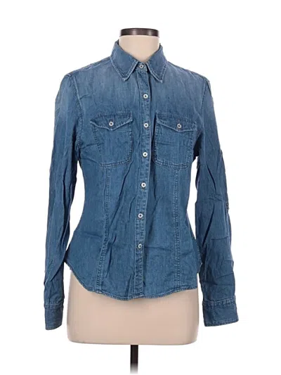 Pre-owned Talbots Long Sleeve Button Down Shirt In Blue