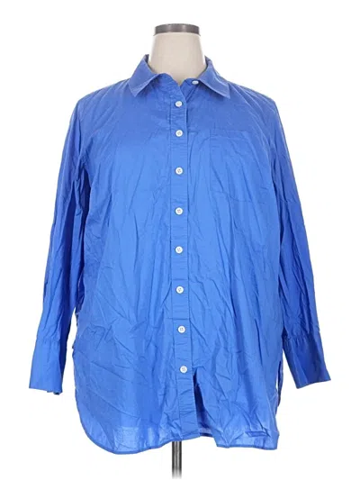 Pre-owned Talbots Long Sleeve Button Down Shirt In Blue