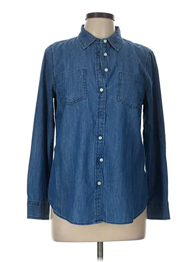 Pre-owned Talbots Long Sleeve Button Down Shirt In Blue