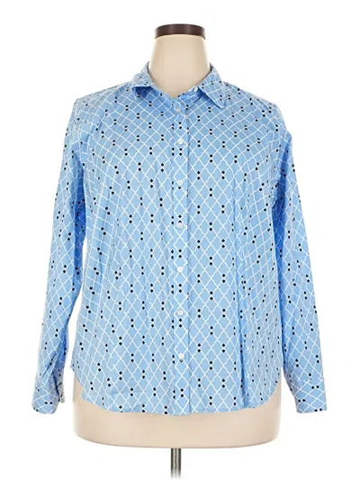Pre-owned Talbots Long Sleeve Button Down Shirt In Blue