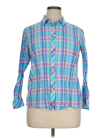 Pre-owned Talbots Long Sleeve Button Down Shirt In Blue