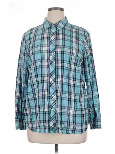 Pre-owned Talbots Long Sleeve Button Down Shirt In Blue